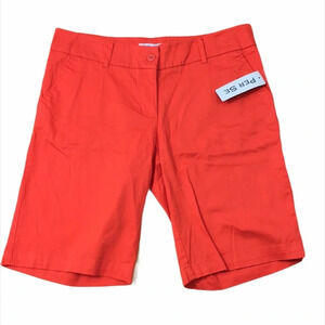 Per Se‎ Orange 11" Bermuda Flat Front Career Shorts